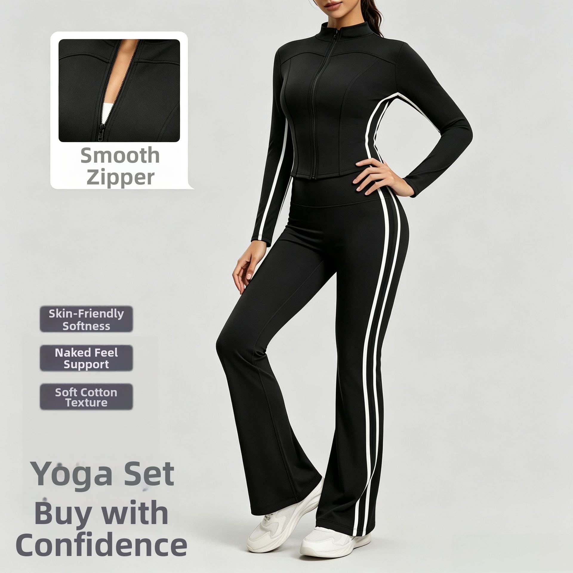 Yoga Fitness Jacket - Completo da Allenamento Autunnale a Righe